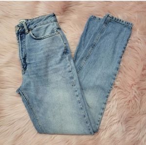 BDG medium light wash distressed high rise mom jeans